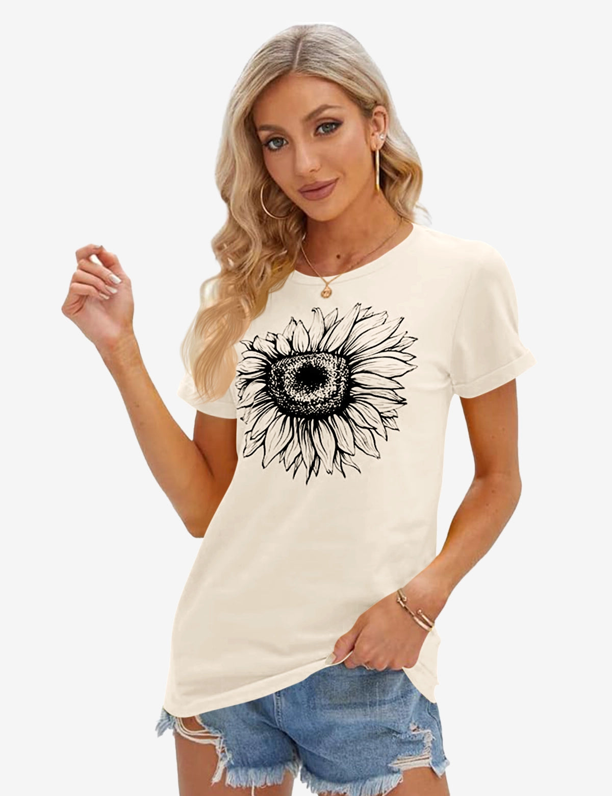 Cicy Bell Women's Sunflower Graphic T-Shirt.1