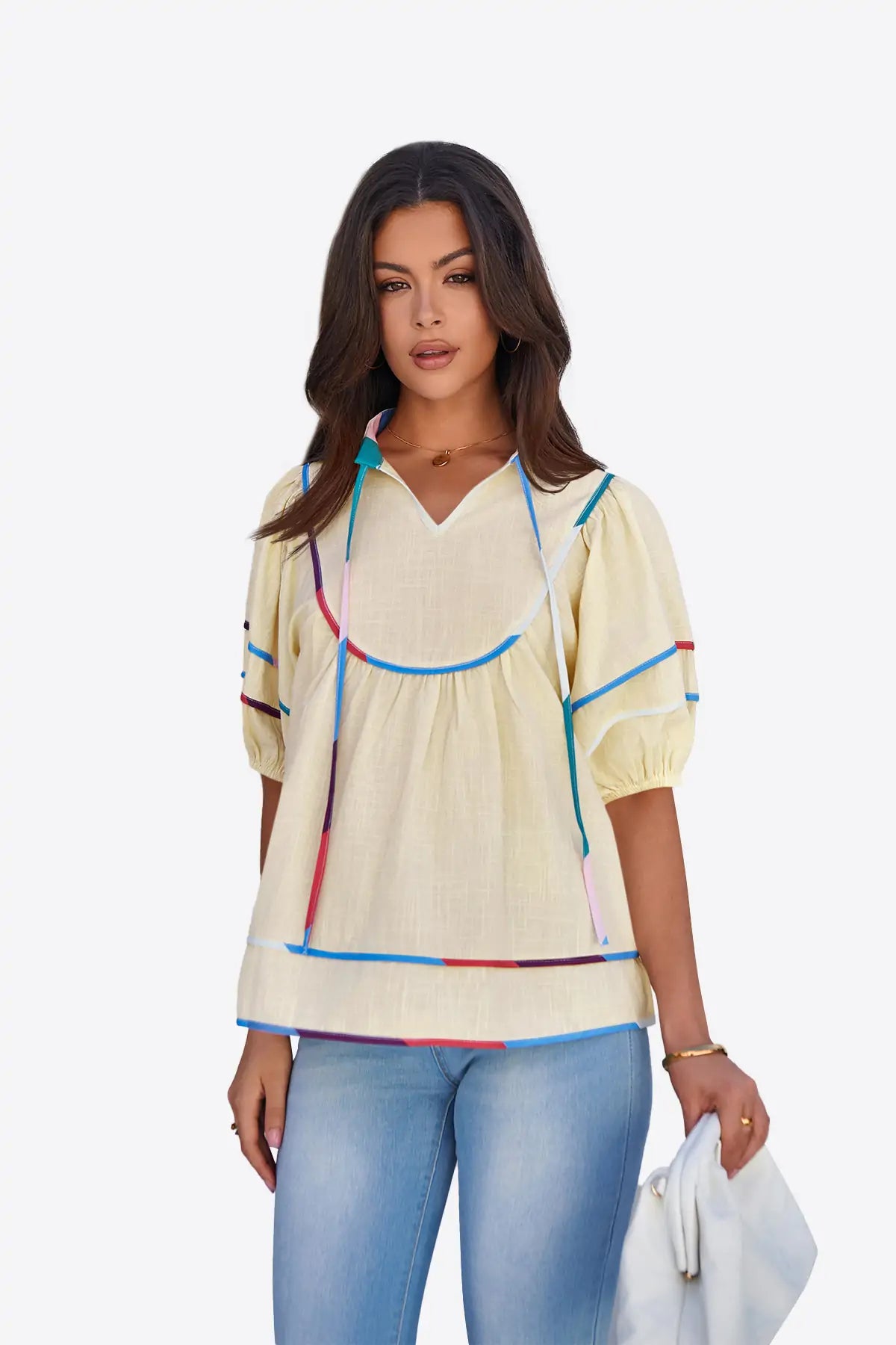 Womens Beige Summer Babydoll Tops | CicyBell