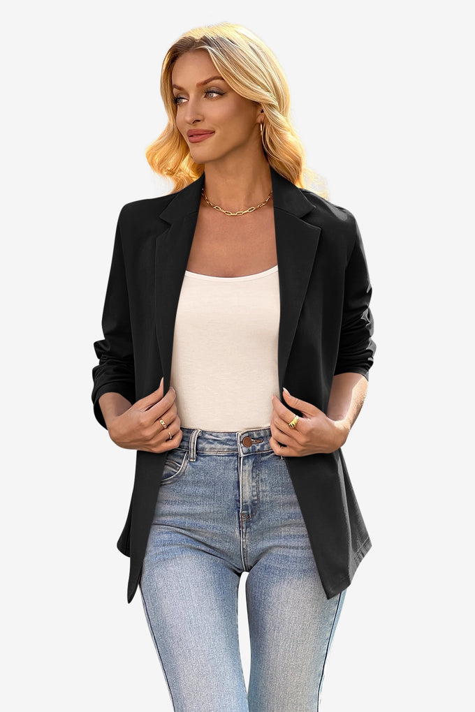 Cicy Bell Womens Black Knit Blazer