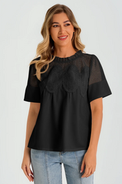 Womens Black Flowy Lace Blouses | CicyBell