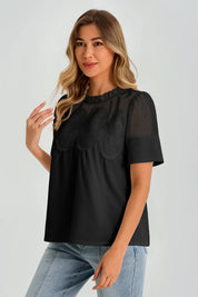 Womens Black Flowy Lace Blouses | CicyBell