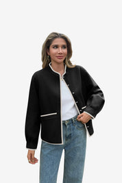 Womens Black Button Down Bomber Jackets | CicyBell