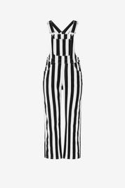 Womens Black Casual Striped Bib Overalls  | CicyBell