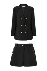 Cicy Bell Womens Black Tweed Blazer Shorts Sets