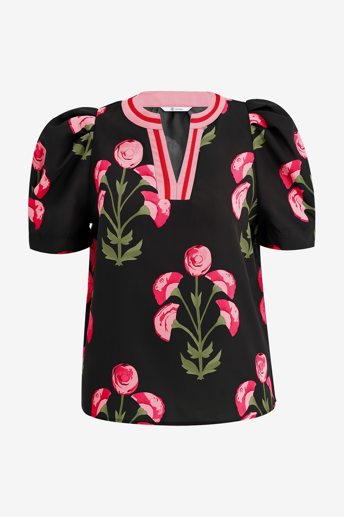 Womens Black Summer Puff Sleeve Blouses  | CicyBell