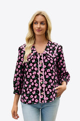 Womens Black Floral Button Down Shirts  | CicyBell