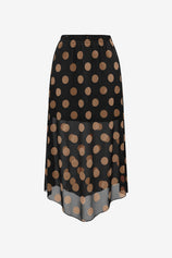 Womens  Black Summer Polka Dots Midi Skirt | CicyBell