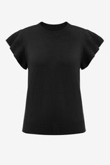 Womens  Black Ruffle Sleeve Cropped Sweaters | CicyBell