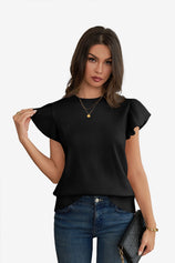Cicy Bell Women's Ruffle Sleeve Cropped Sweater1