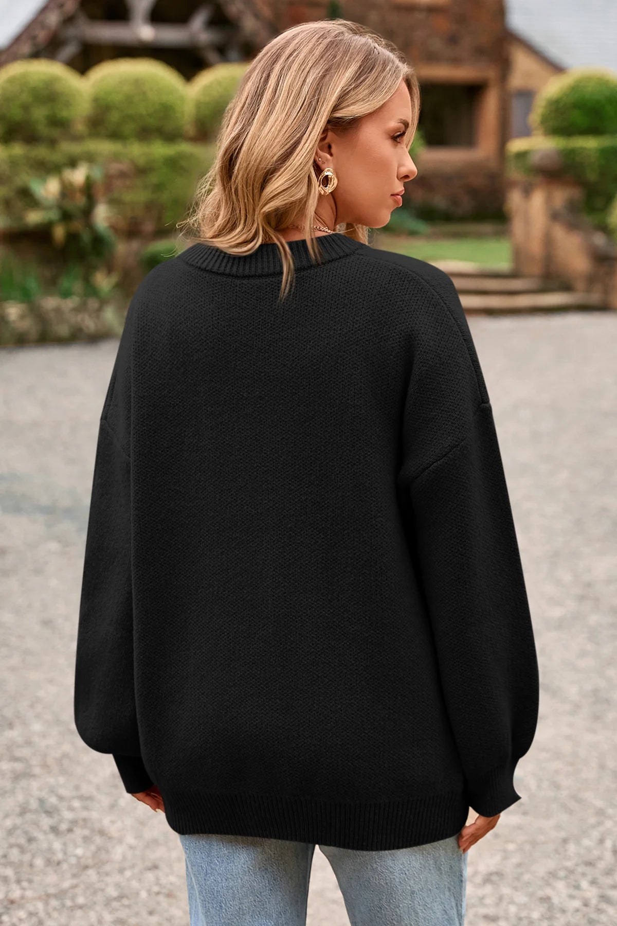 Womens Black Oversized Chunky Cardigan Sweaters | CicyBell