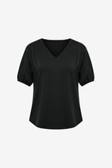 Womens Black Summer Puff Short Sleeve T Shirts | CicyBell