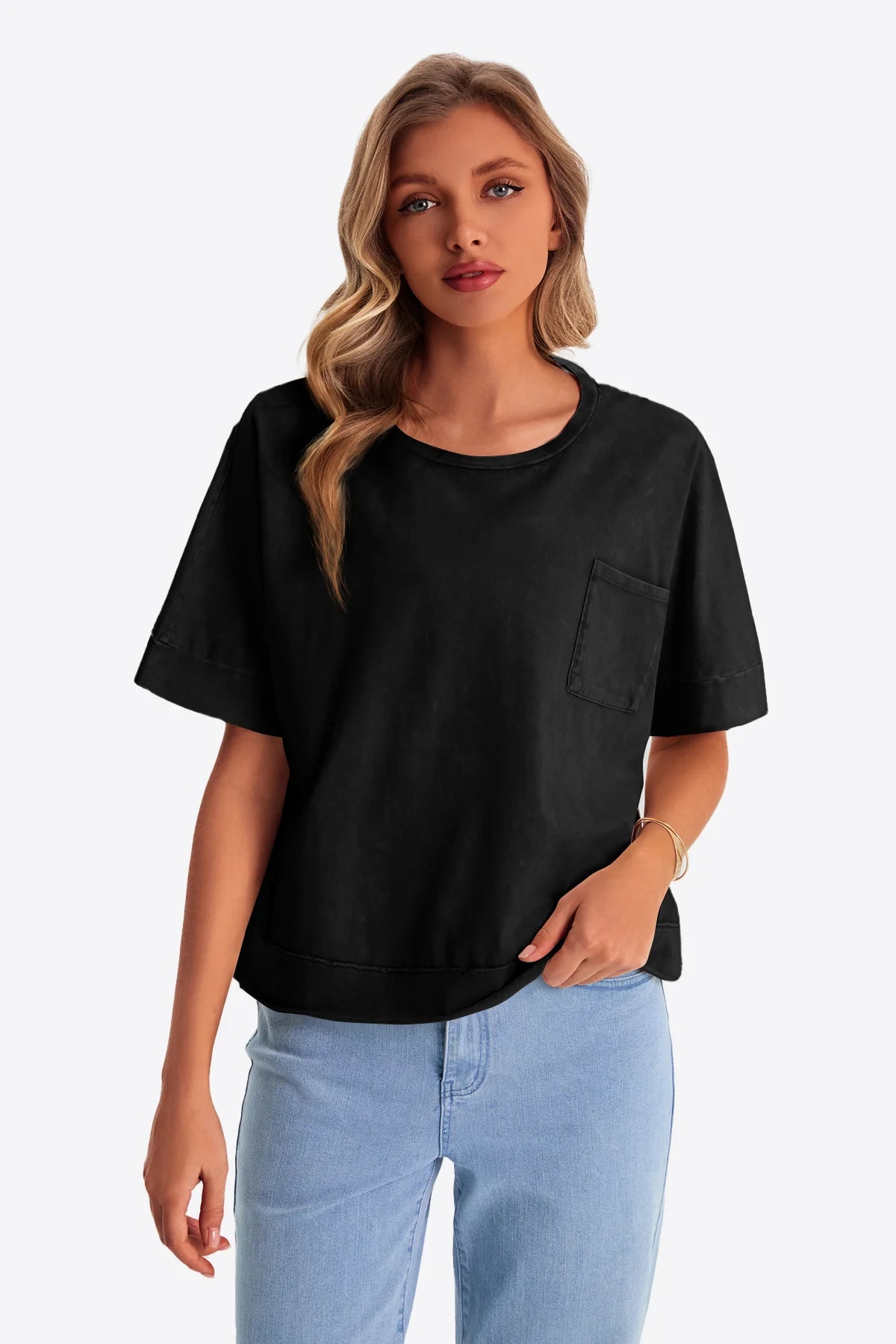 Womens Black Cropped Oversized Tshirt | CicyBell