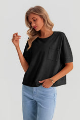 Womens Black Cropped Oversized Tshirt | CicyBell