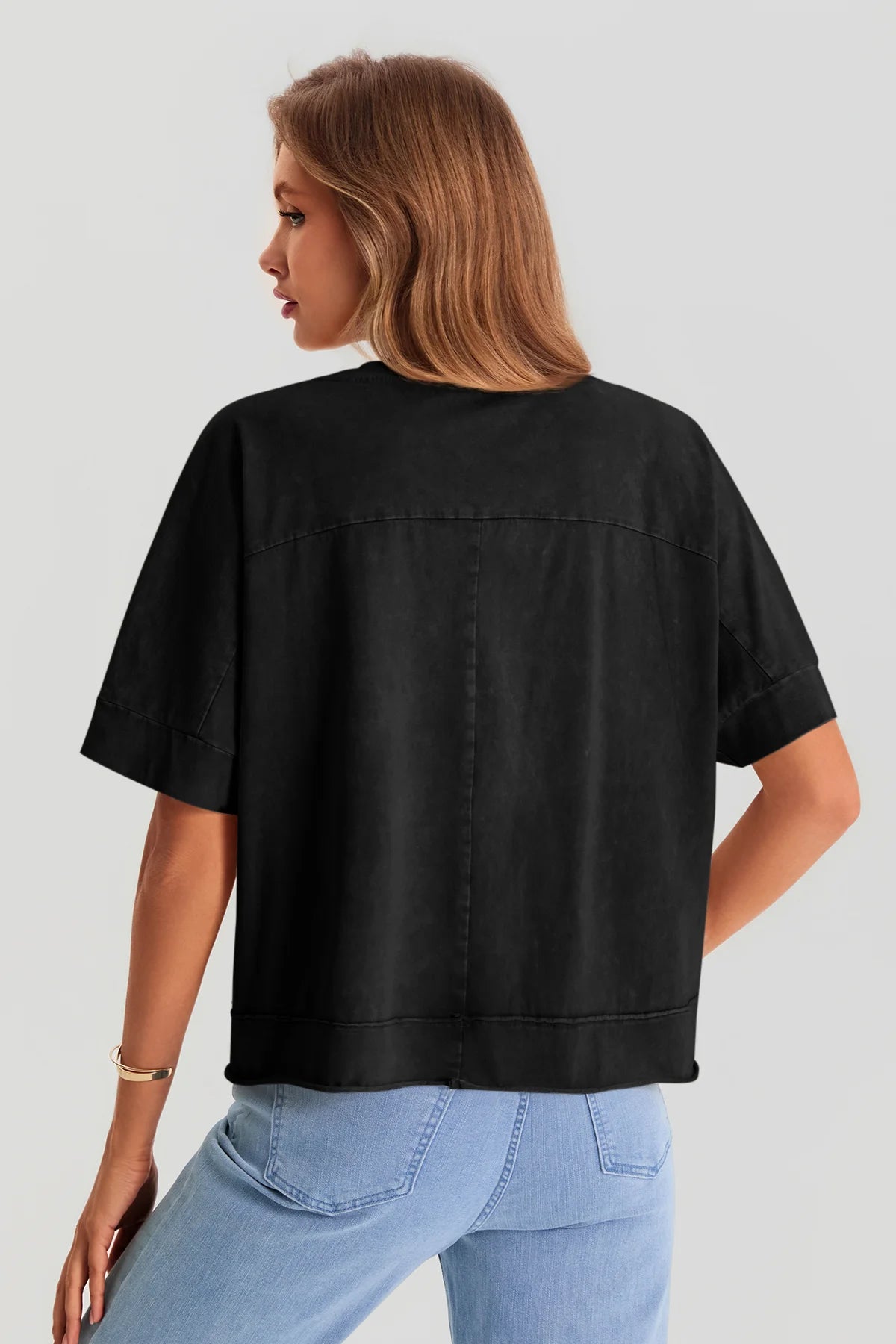 Womens Black Cropped Oversized Tshirt | CicyBell