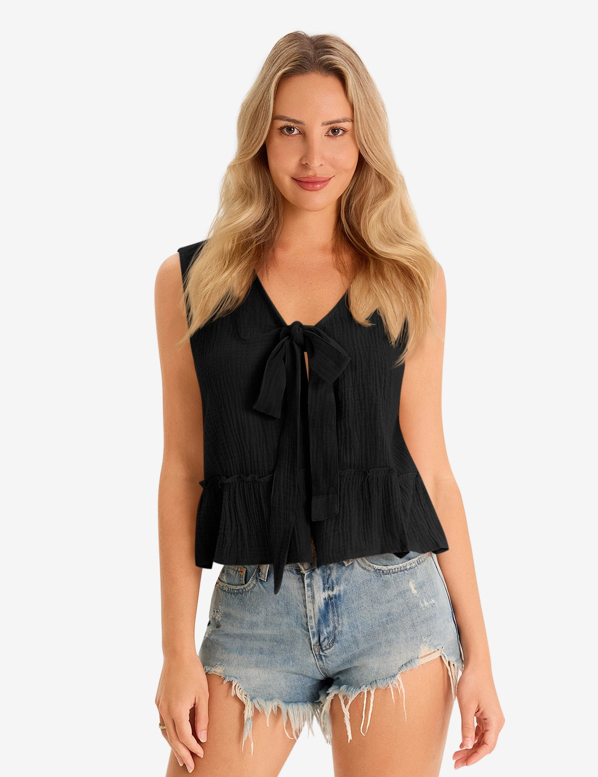 Cicy Bell Women's V-Neck Babydoll Tank Top1