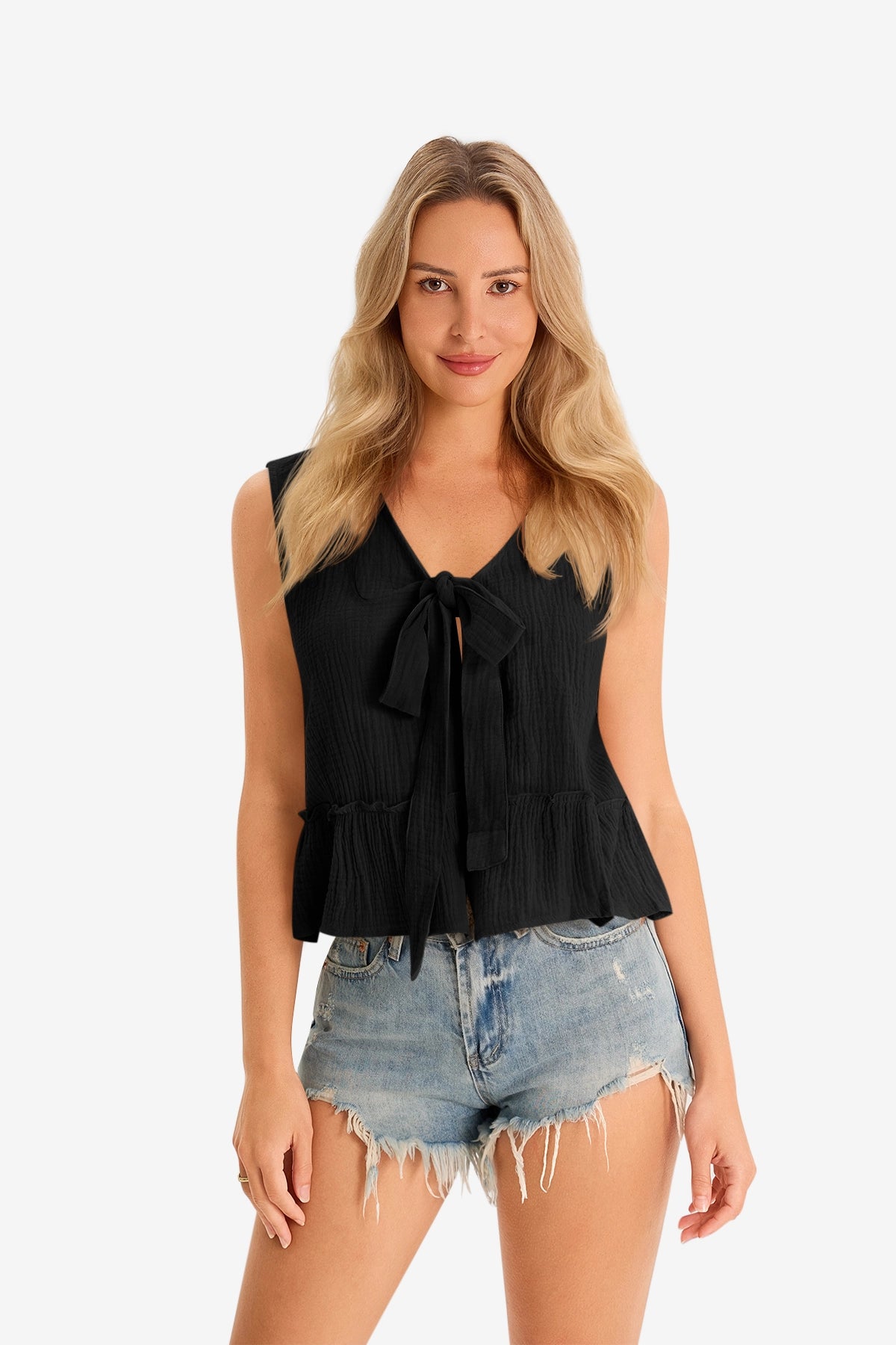 Cicy Bell Women's V-Neck Babydoll Tank Top1