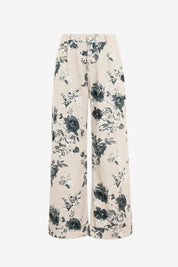 Women's Black&White Floral Baggy Wide Leg Jeans | CicyBell