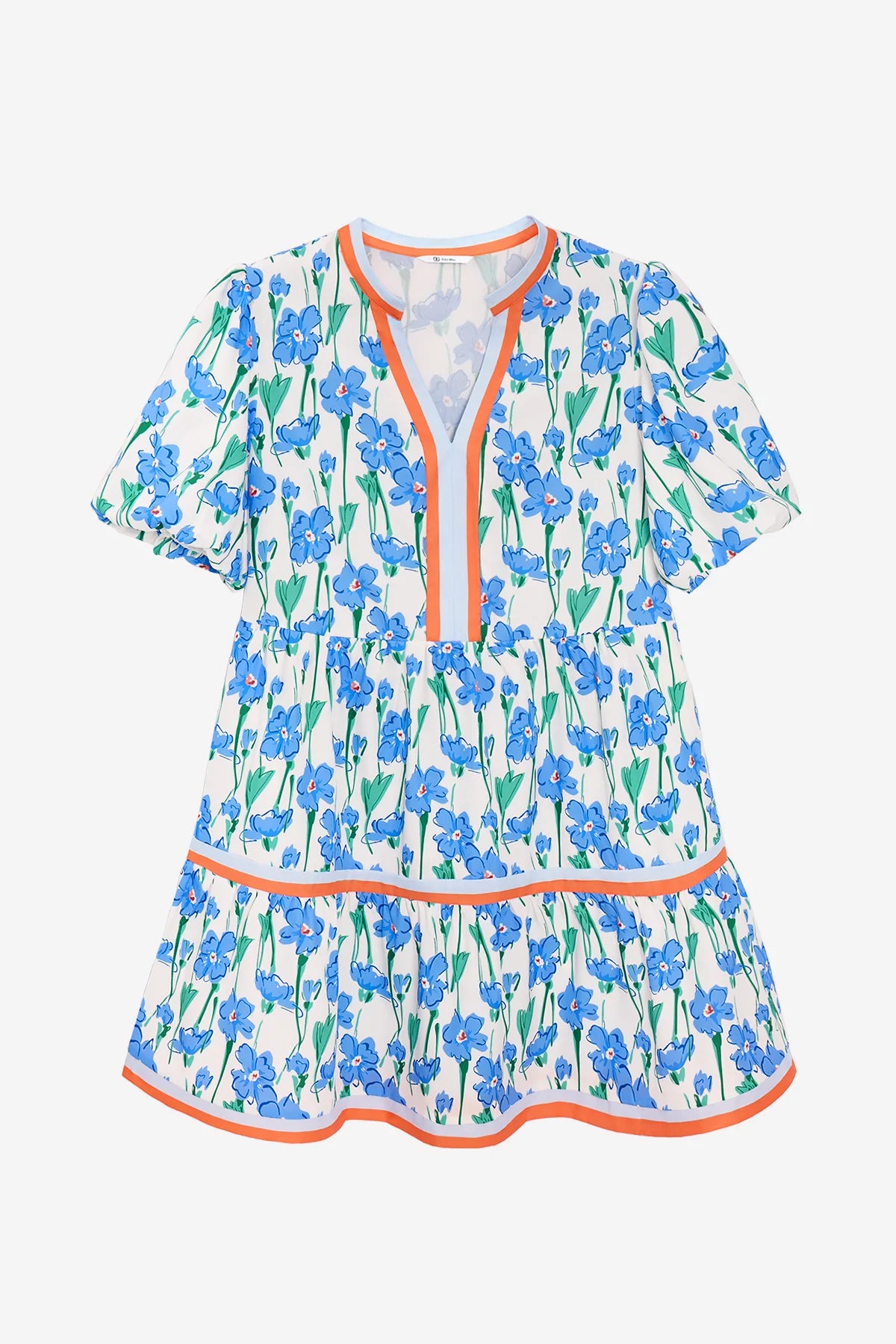 Womens Blue V Neck Floral Mini Dress | CicyBell