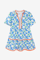 Womens Blue V Neck Floral Mini Dress | CicyBell