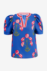 Womens Blue Summer Puff Sleeve Blouses  | CicyBell