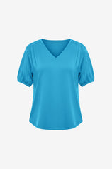 Womens Blue Summer Puff Short Sleeve T Shirts | CicyBell