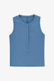 Womens Blue Henley Tank Tops | CicyBell