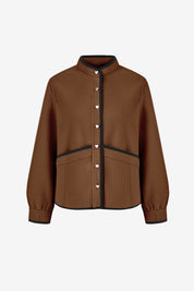 Womens Brown Button Down Bomber Jackets | CicyBell