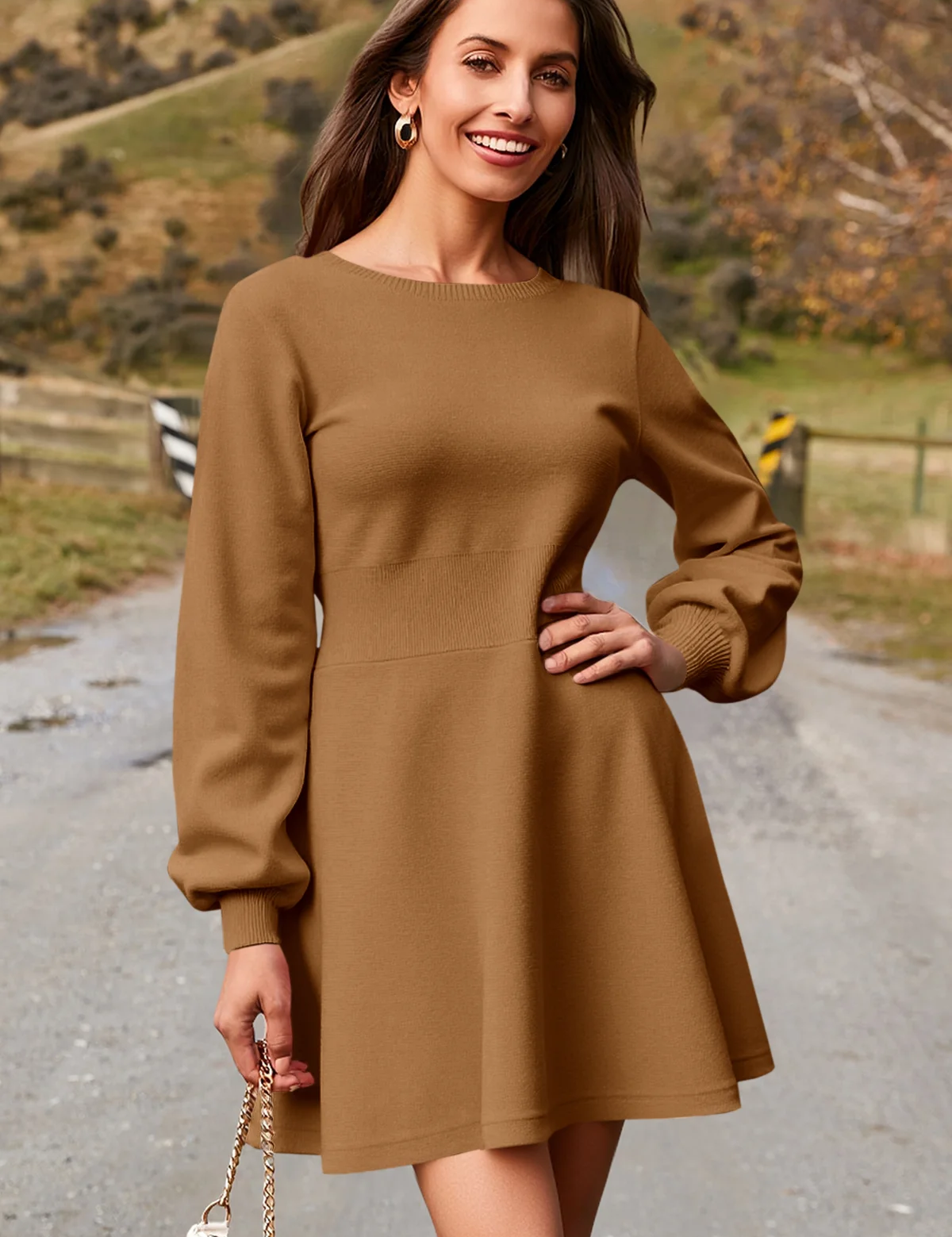 Cicy Bell Women's Puff Sleeve Sweater Dress2