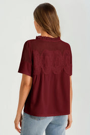 Womens Burgundy Flowy Lace Blouses | CicyBell