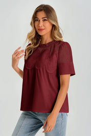 Womens Burgundy Flowy Lace Blouses | CicyBell
