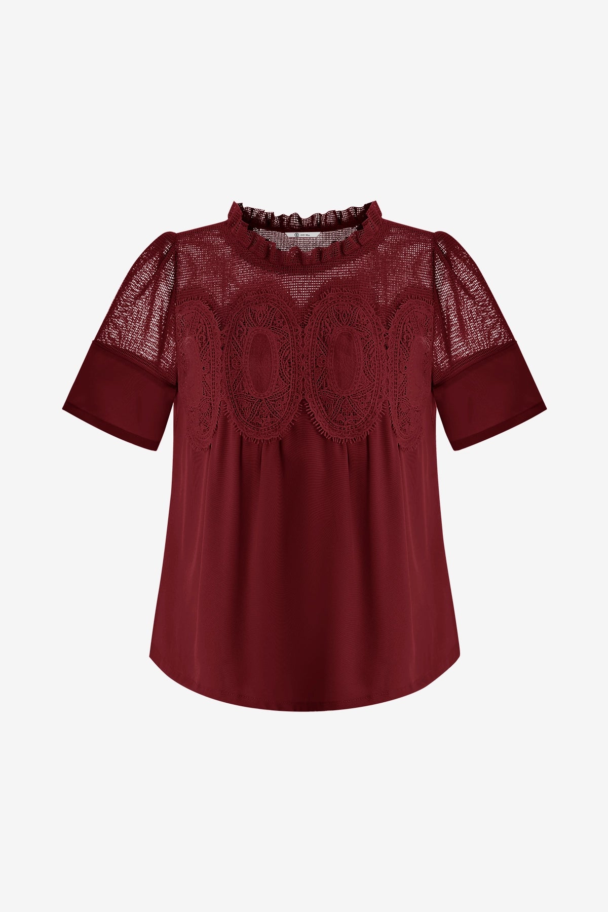 Womens Burgundy Flowy Lace Blouses | CicyBell