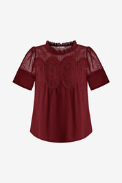 Womens Burgundy Flowy Lace Blouses | CicyBell