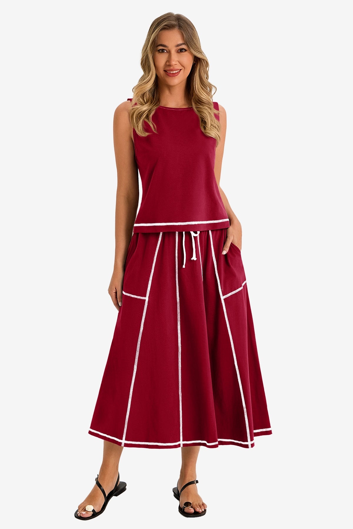 Womens Burgundy Summer 2 Piece Outfits | CicyBell