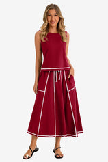 Womens Burgundy Summer 2 Piece Outfits | CicyBell