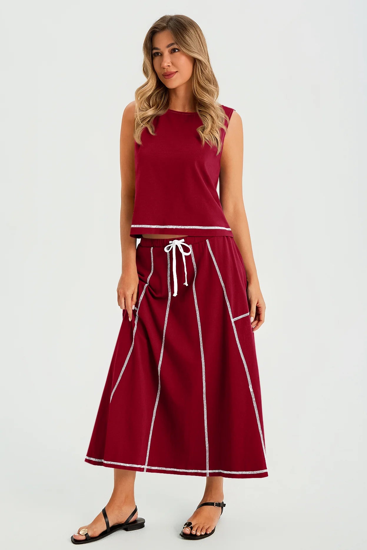 Womens Burgundy Summer 2 Piece Outfits | CicyBell