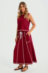 Womens Burgundy Summer 2 Piece Outfits | CicyBell