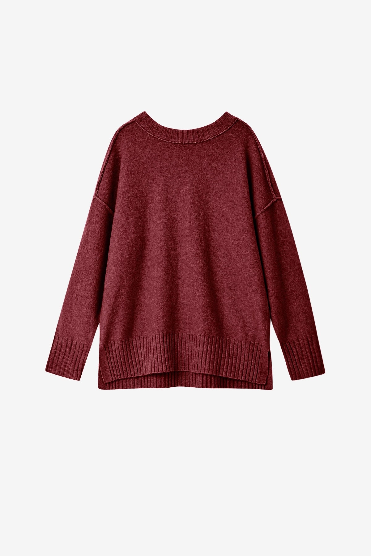 Womens Burgundy Casual Long Sleeve Sweaters | CicyBell