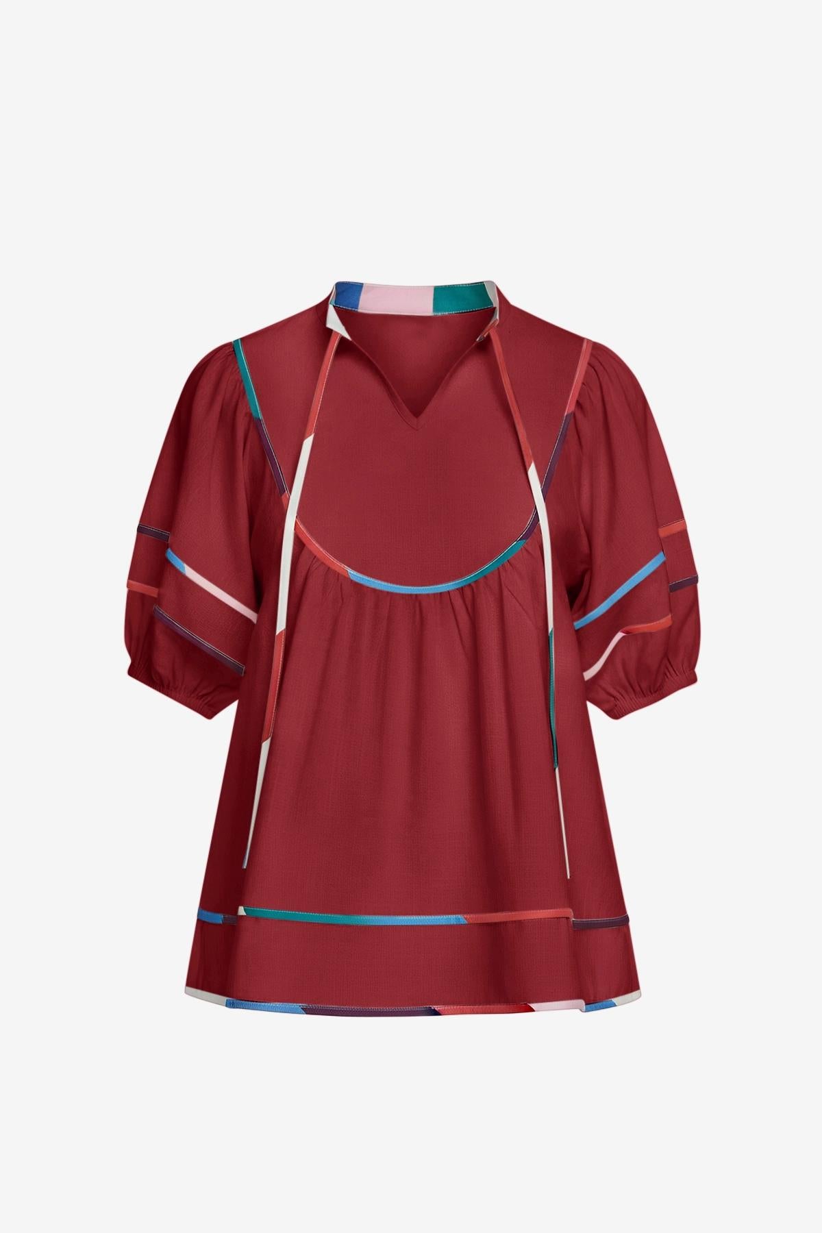 Womens Burgundy Summer Babydoll Tops | CicyBell