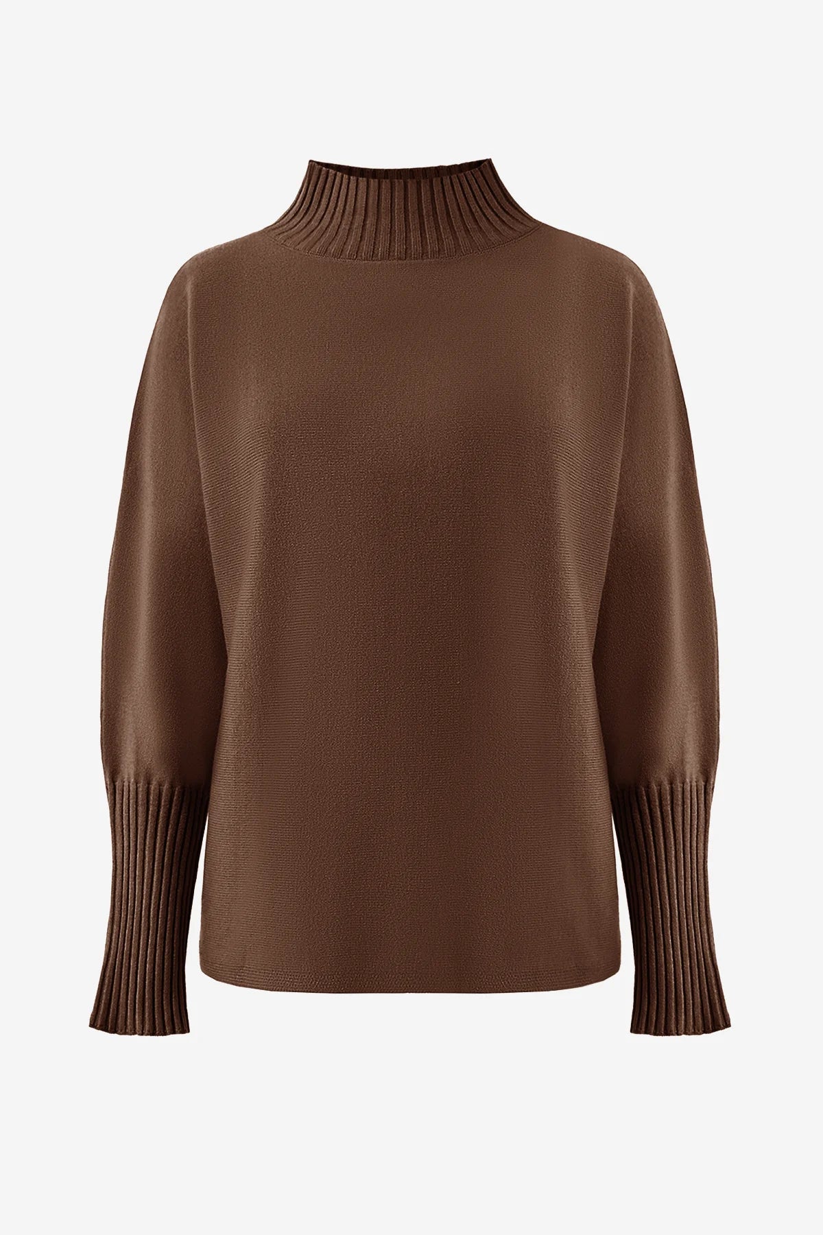 Womens Coffee Mock Neck Sweaters | CicyBell
