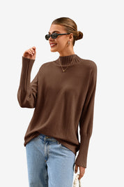Womens Coffee Mock Neck Sweaters | CicyBell