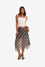 Womens Coffee Summer Polka Dots Midi Skirt | CicyBell