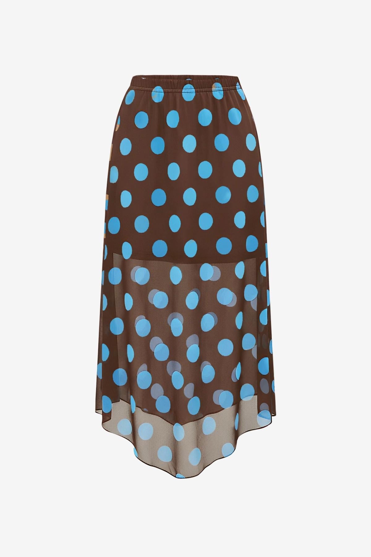 Womens Coffee Summer Polka Dots Midi Skirt | CicyBell