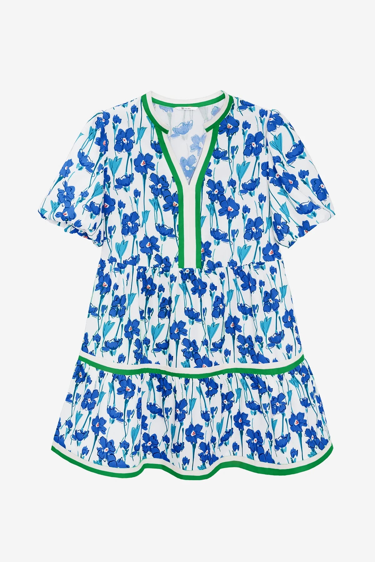 Womens Dark Blue V Neck Floral Mini Dress | CicyBell