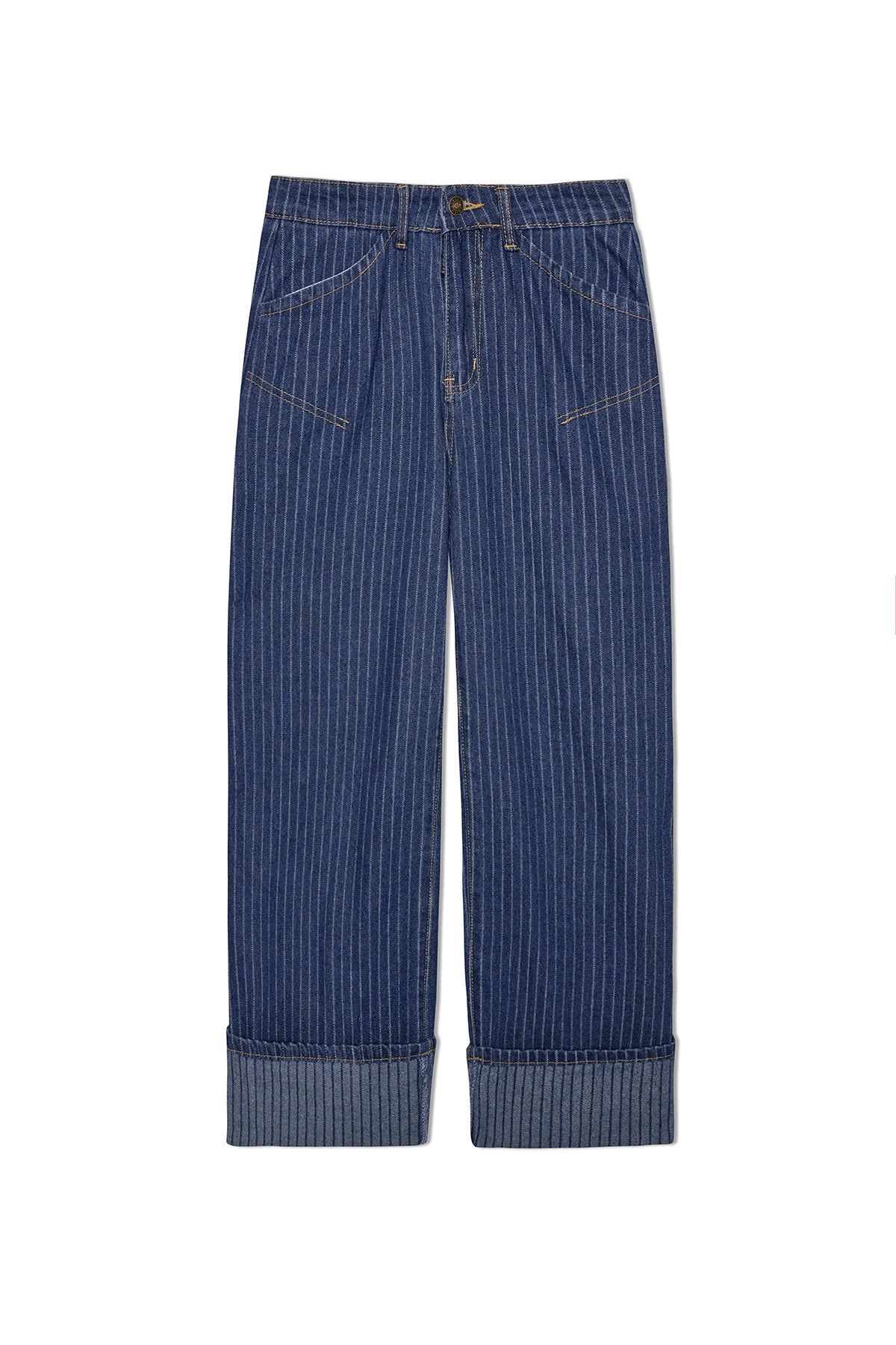 Womens Dark Blue Striped Wide Leg Jeans  | CicyBell