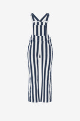 Womens Dark Blue Casual Striped Bib Overalls  | CicyBell