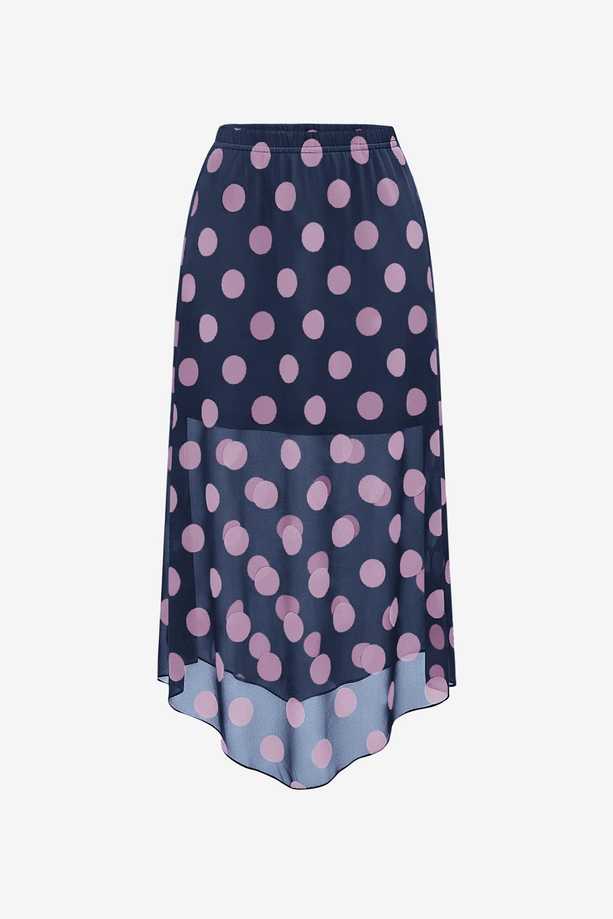 Womens Dark Blue Summer Polka Dots Midi Skirt | CicyBell