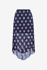 Womens Dark Blue Summer Polka Dots Midi Skirt | CicyBell