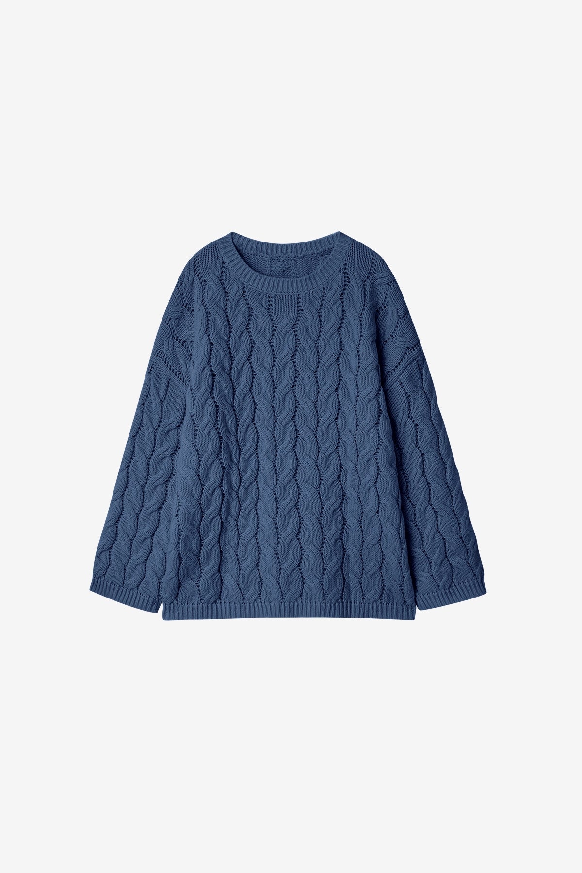 Womens Dark Blue Oversized Cable Knit Sweaters | CicyBell