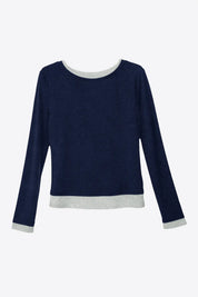 Womens Dark Blue Long Sleeve Tops  | CicyBell
