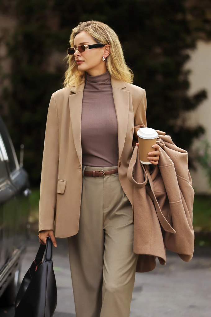 Cicy Bell Womens Dark Khaki Casual Work Blazers